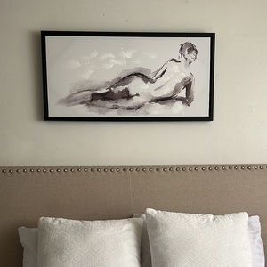 Textured minimalist painting, female silhouette 3D wall art